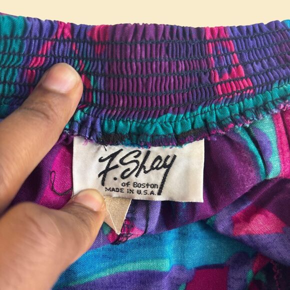 Vintage F. Shay 70s/80s skirt, size 10 geometric purple & teal womens maxi skirt - Picture 4 of 6